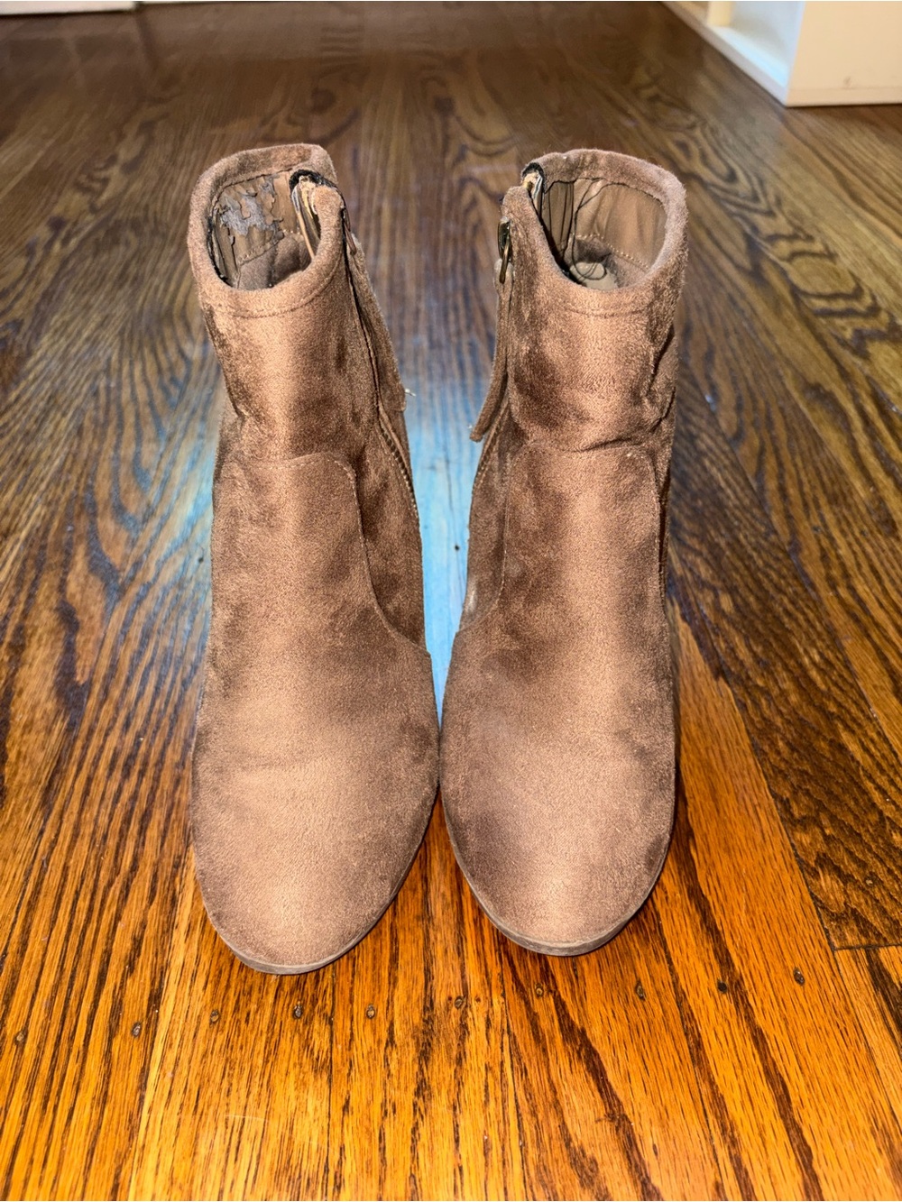 Women's Brown Suede Ankle Boots - Zip Closure